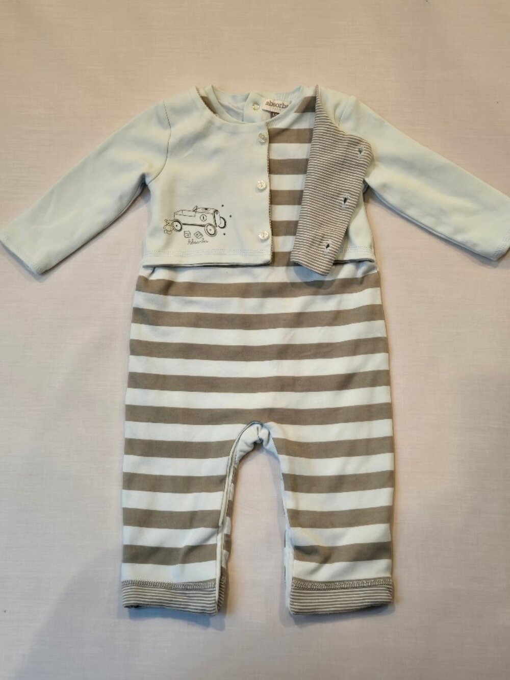 Absorba Paris Baby Boy Striped Outfit Set 6-9M